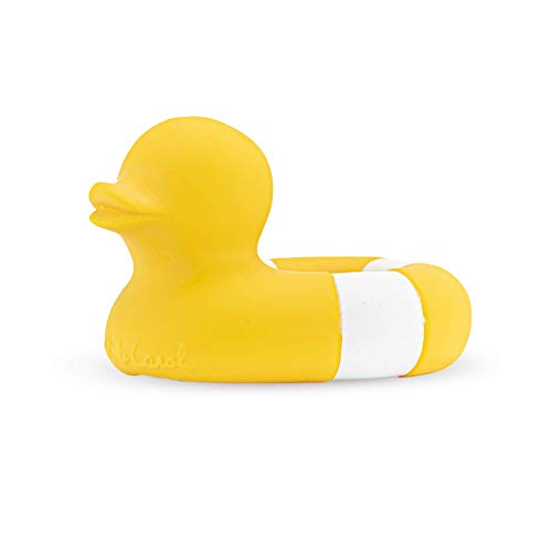 Oli & Carol - Naturgummi-Badespielzeug, Ente, Flo The Floatie, Gelb, 10 cm