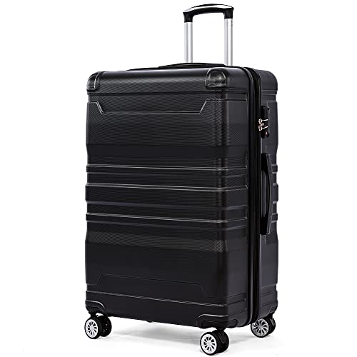 Hartschalen-Handgepäck | Koffer mit TSA-Schloss und Universalrad | Erweiterbar | Seitengriff (Schwarz,L-41x26x65 cm)