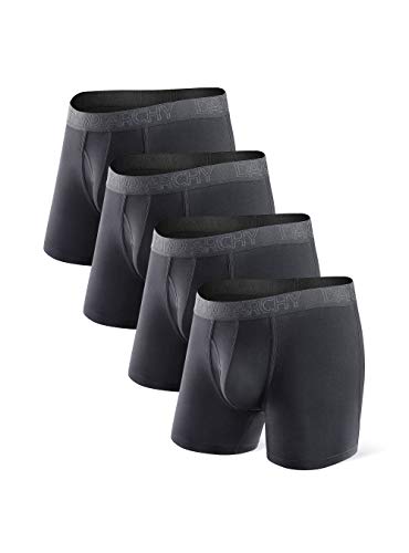DAVID ARCHY Boxershorts Bambus Herren mit Bulge Lange Bein Unterwäsche mit Penis Loch Atmungsaktive Nahtlos Bequeme 4er Pack