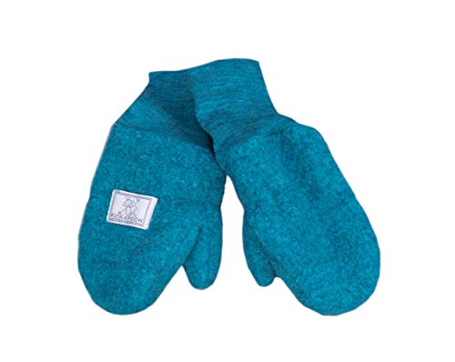 PICKAPOOH Fäustlinge, 100 % Merinowolle, für Babys und Kinder, Fleece-Handschuhe, Armwärmer für den Winter Gr. 2- 4 Jahre, Tirquoise