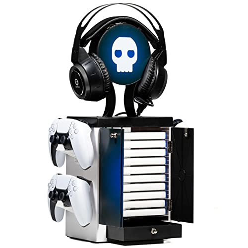 Numskull Official PS5 Inspired Blue & White Game Storage Tower, Controller Holder, Headset Stand for PS5 - Official Playstation Merchandise (PS5)