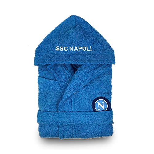Napoli Bademantel, Frottee, für Erwachsene, offizielles Produkt, ideal als Fußball, 100% Baumwolle X-Large hellblau