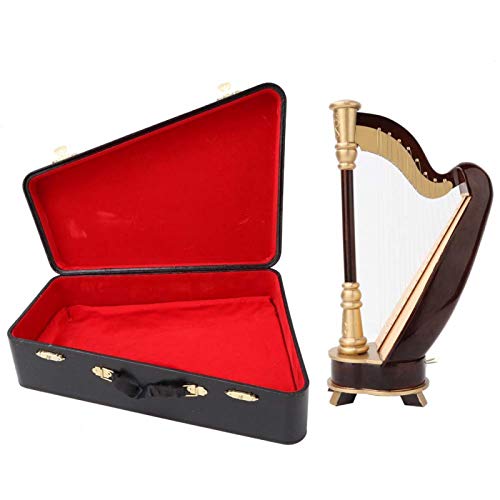 Miniatur-Harfe, 25 Cm Miniatur-Harfe Modell Mini-Holzharfe Instrument Modell Instrument Ornamente mit Einer Zarten Aufbewahrungsbox, für Home Desk Regal Dekor Geschenkidee