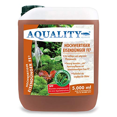 AQUALITY Aquarium Eisendünger FE² (GRATIS Lieferung in DE - Enthält den wichtigen und unentbehrlichen Pflanzennährstoff Eisen FE² - sattgrüner Pflanzenwuchs), Inhalt:5 Liter