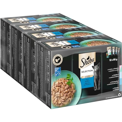 Sheba Selection Katzen Nassfutter im Portionsbeutel Fisch Variation (MSC) in Sauce Multipack 4x12x85g