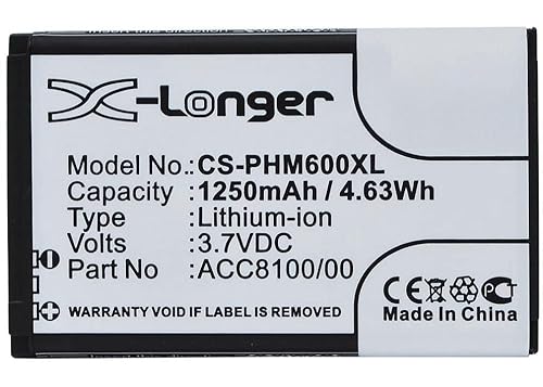 CoreParts Battery for Recorder 4.63Wh Li-ion 3.7V 1250mAh, W125993839 (4.63Wh Li-ion 3.7V 1250mAh Black for Philips Recorder DPM6000, DPM7000, DPM8100, DPM8500, Pocket Memo)