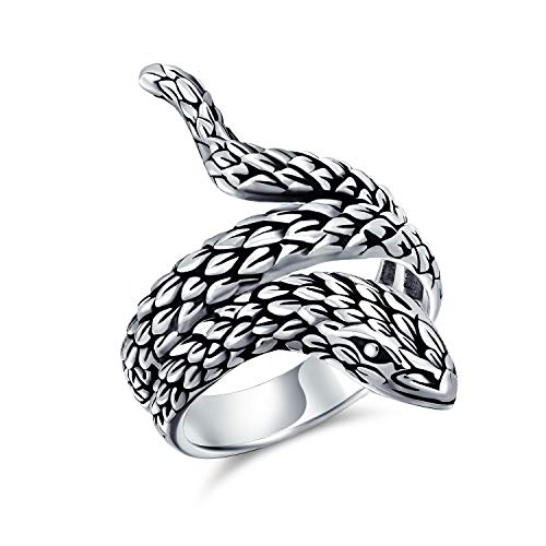 Unisex Boho Mode Statement Vintage Stil wickeln offene Schlange Schlange Band Ring für Männer Frauen oxidiert 925 Sterling Silber