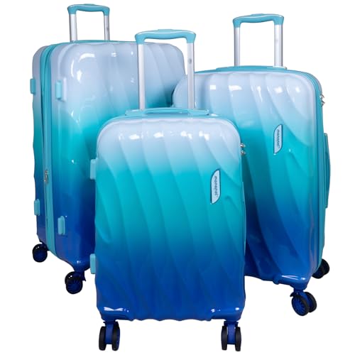 Trendyshop365 Koffer-Set 3-teilig Hartschale Marbella 4 Räder Zahlenschloss blau