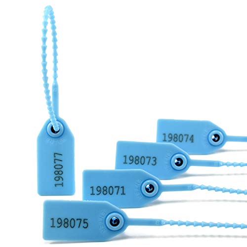 Kabelbinder, 100 Kunststoff-Manipulationssiegel, Kabelbinder for Feuerlöscher, Pull-Tite-Sicherheitsetiketten, nummerierte, selbstsichernde Einweglasche (rot) (Color : LightBlue, Size : 500PCS)