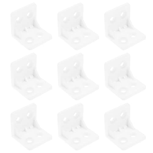 eMagTech 100 Stück Möbel-Eckstreben, Kunststoff, Winkel-Eckhalterung, 4-Loch, rechtwinklig, L-Form, Eckstütze für Tischbox, Schrank, Weiß