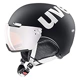 uvex hlmt 500 visor - robuster Skihelm für Damen und Herren - individuelle Größenanpassung - mit Visier - black-white matt - 52-55 cm