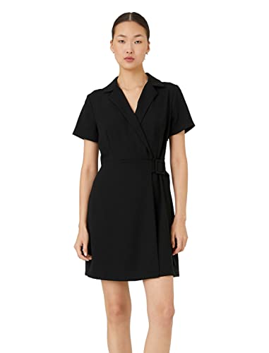 Koton Damen Jacket Short Sleeve Wrapped Belt Detail Dress, Black (999), 40 EU