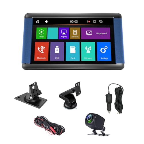 CENMEN Kapazitiver Touch-Navigationsbildschirm, 17,8 cm (7 Zoll), kabellos, CarPlay und Android, tragbarer Auto-Player mit AHD-Kamera, ein Ersatzteil