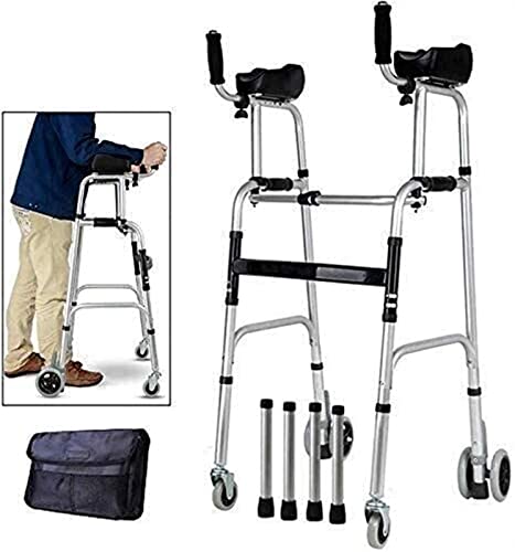 Aufrechte Haltung, Rollen mit Armlehnen-Stützpolster, medizinischer 4-Rad-Rollator, Gehhilfe für ältere Menschen, verwendet für Senioren beim Gehen. Doppelter Komfort