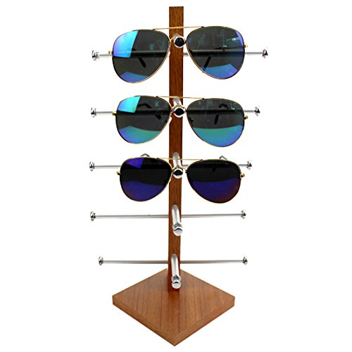 BANDRA Brillenständer Holz Brillenhalter für 5 Brillen 30×20×16CM Schwarz