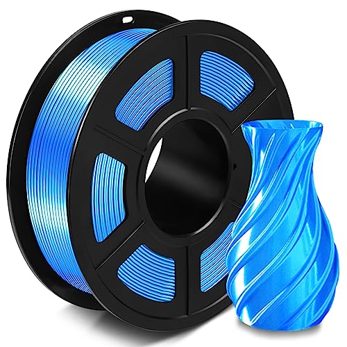 SUNLU Silk PLA+ Filament 1.75mm, Glänzendes 3D Drucker Filament, PLA Plus Filament mit Seidige Druckoberfläche, Maßgenauigkeit +/-0.02 mm, 1KG Seide Blau