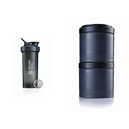 BlenderBottle Pro45 Shaker mit BlenderBall, optimal geeignet als Eiweiß Shaker, Protein Shaker, Wasserflasche, Trinkflasche, BPA frei, skaliert bis 1000 ml, Kapazität 1300ml, grau weiß
