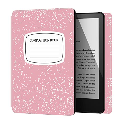 TNP Hülle für Kindle 11. Generation – Schlank & Leicht Schutzhülle für 6 Zoll Amazon Kindle 2022 Case, Ultradünnes E-Book Reader Cover, Automatische Ruhe-/Wachfunktion - Kompositionsbuch - Rosa