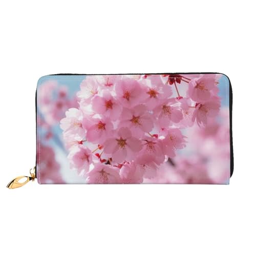 YoupO Pink Flower5 Geldbörse für Frauen Leder Geldbörse mit Reißverschluss Münztaschen Mode Handtasche Tasche, Schwarz , Einheitsgröße