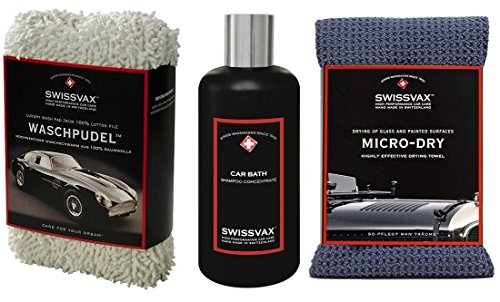 SWISSVAX SWIZÖL Car Wash Kit Profi-Set mit Waschpudel, Car Bath, Micro Dry