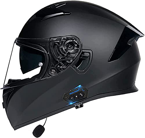 Integralhelm Klapphelm Motorrad Bluetooth-Helm Full Face Vollvisierhelm Mit ECE Genehmigt Scooter-Helm Motorradhelm Doppelvisier Mit Mikrofon Für Damen Herren (Color : E, Größe : 2XL)