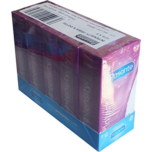 Pasante Intensity (Ribs&Dots) Sparpack 5x12 Kondome - anatomische Form, gerippt und genoppt für mehr Stimulation zum Vorteilspreis