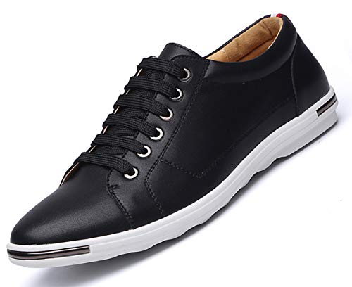 AARDIMI Herren Sneaker Casual Shoes Plus Size 38-50 PU Leather Sneakers Spring Autumn Lace Up Gold Silver Color Men Footwear(Hersteller-Größentabelle im Bild Beachten) (48 EU, Z-schwarz-593)