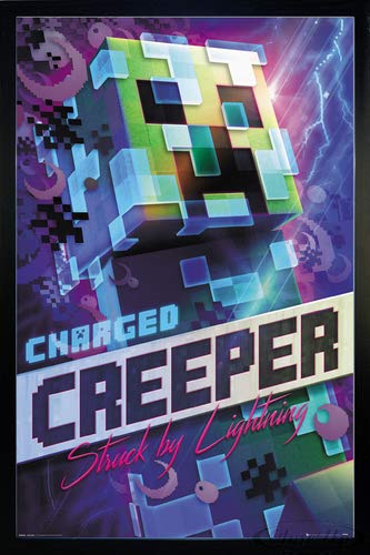 Close Up Minecraft Poster Charged Creeper (66x96,5 cm) gerahmt in: Rahmen schwarz