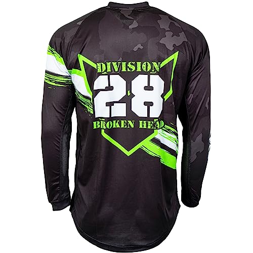 Broken Head MX Jersey Rebelution Camouflage-Grau-Neon-Gelb - Moto-Cross Jersey - BMX - Offroad - Trikot - Racing Shirt (L)