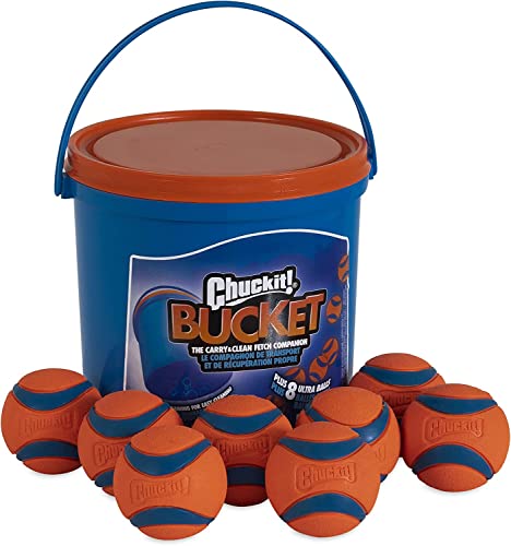 Chuckit Bucket - Eimer mit 8 Bällen - Medium - Ultimativer Spielspaß - Hundespielzeug