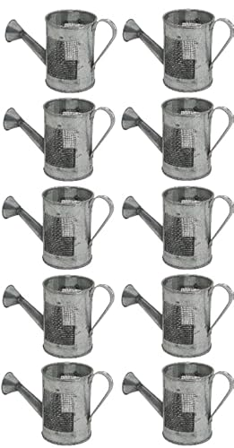 10 er-Set verzinkte Gießkannen - dekorative kleine Gießkannen - Basteln und Heimdekoration (Silber, ca.14,5 x 6,3 x 8,4 cm)