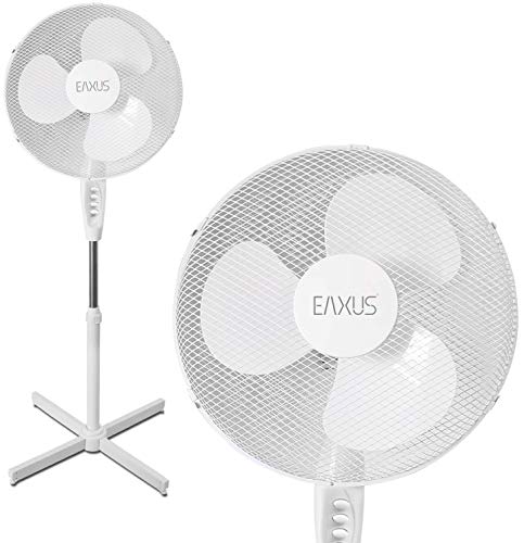 Eaxus® Silent Standventilator 40W - Leiser Ventilator mit 3 Geschwindigkeitsstufen, Höhenverstellbar bis 1,25 Meter, Weiß