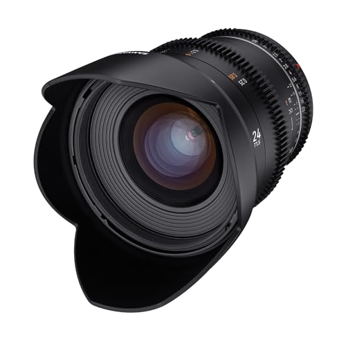 Samyang MF 24mm T1,5 VDSLR MK2 Canon EF – lichtstarkes T1,5 Weitwinkel Cine- und Video Objektiv für Canon EF Mount, 24 mm Festbrennweite, Follow Focus Zahnkränze Vollformat und APS-C, 8K Auflösung