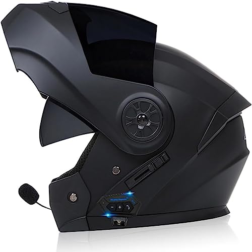 Adults Modularer Klapphelm Mit Bluetooth,ECE Genehmigt Motorrad Integrierter Bluetooth-Helm Mit Doppelvisier,mit Automatische Reaktion Motorradhelm Sturzhelm Für Herren Und Damen