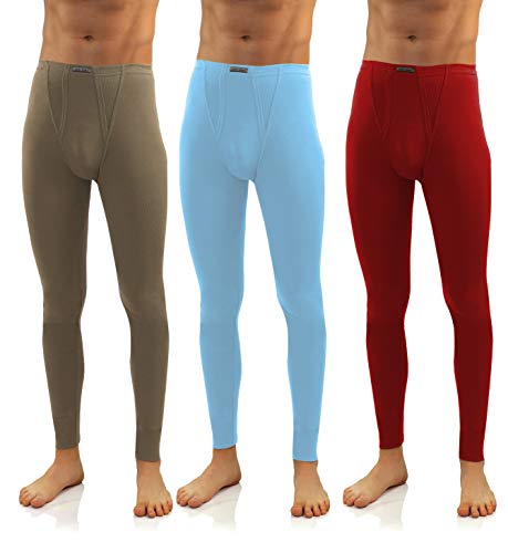 Sesto Senso Herren 3er Pack Lange Unterhose 114 Modell (L, Oliv/Blau/Weinrot)