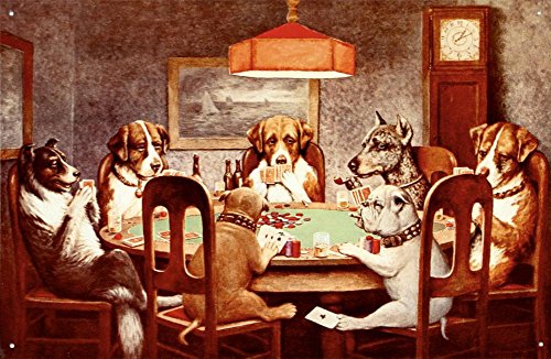 Unbekannt Nostalgie-Blechschild - 7 Dogs Playing Poker 40x31cm
