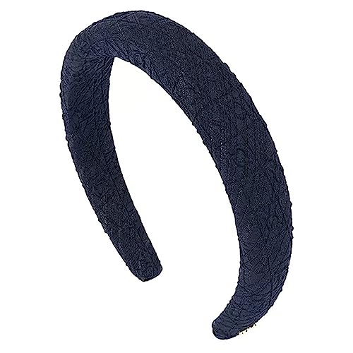 Rutschfester Haarreifen Koreanischer Stil, Plissiert, Muskel-Kunst-Haarbänder, Hof-Retro-Stirnband, Haar-Accessoires (Color : Navy, Size : 16.5x16cm)