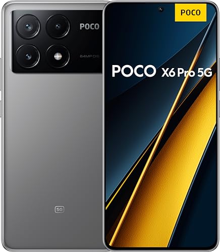 Xiaomi POCO X6 Pro 5G Smartphone, 8 + 256 GB, 120 Hz, FHD+ Flow AMOLED Display, MediaTek Dimensity 8300-Ultra, 64 MP AI Dreifachkamera, 5000 mAh, NFC, Grau