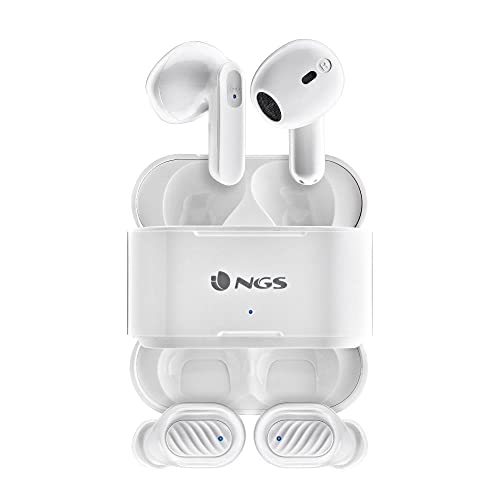 NGS Artica Duo White – Zwei Paar kabellose Kopfhörer, kompatibel mit True Wireless Stereo und Bluetooth 5.1, Touch-Steuerung, 30 h Akku, Weiß