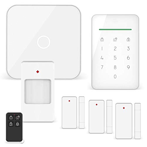 ELRO AS90S Home+ Smart Funkalarmanlage-WiFi-GSM Funktion-Bestens getestet-Mit Basisstation, Bedieneinheit, Bewegungsmelder, 3X Tür-/Fensterkontakt und Fernbedienung, Komplette Alarmanlage