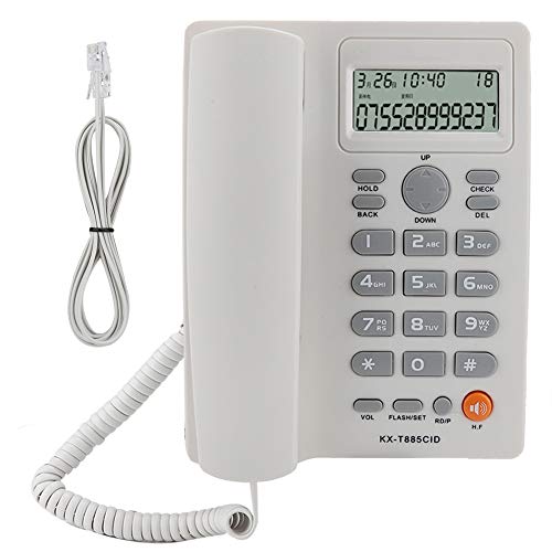 Schnurgebundenes Telefon, ASHATA Anrufer-ID-Telefon Freisprechen Home Office Hotel-Festnetztelefon Englisch, schnurgebundenes Tischtelefon mit Wahlwiederholung Pause/Hold-Funktion (Weiß)