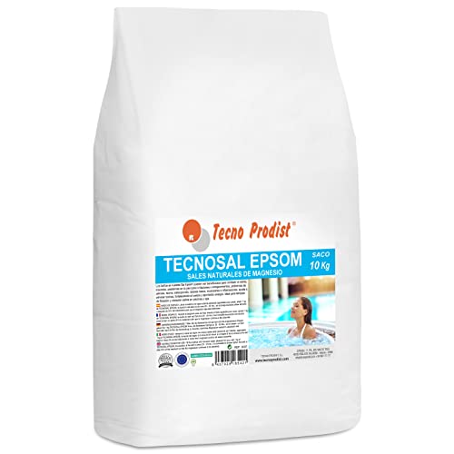 TECNOSAL EPSOM by TECNO PRODIST Bittersalz (10 Kg SACK) Magnesiumsulfat, Badesalz, 100% natürliche Körperbehandlung, Flotationstherapien, Tauchbäder, Salzchlorung von Schwimmbädern