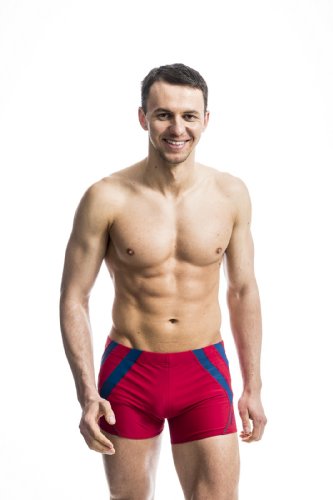 Zagano Badehose Herren Badehose, Enge Schwimmhose für Männer mit Zip Pocket und Kordelzug, Shorts XL Rot, hergestellt in der EU