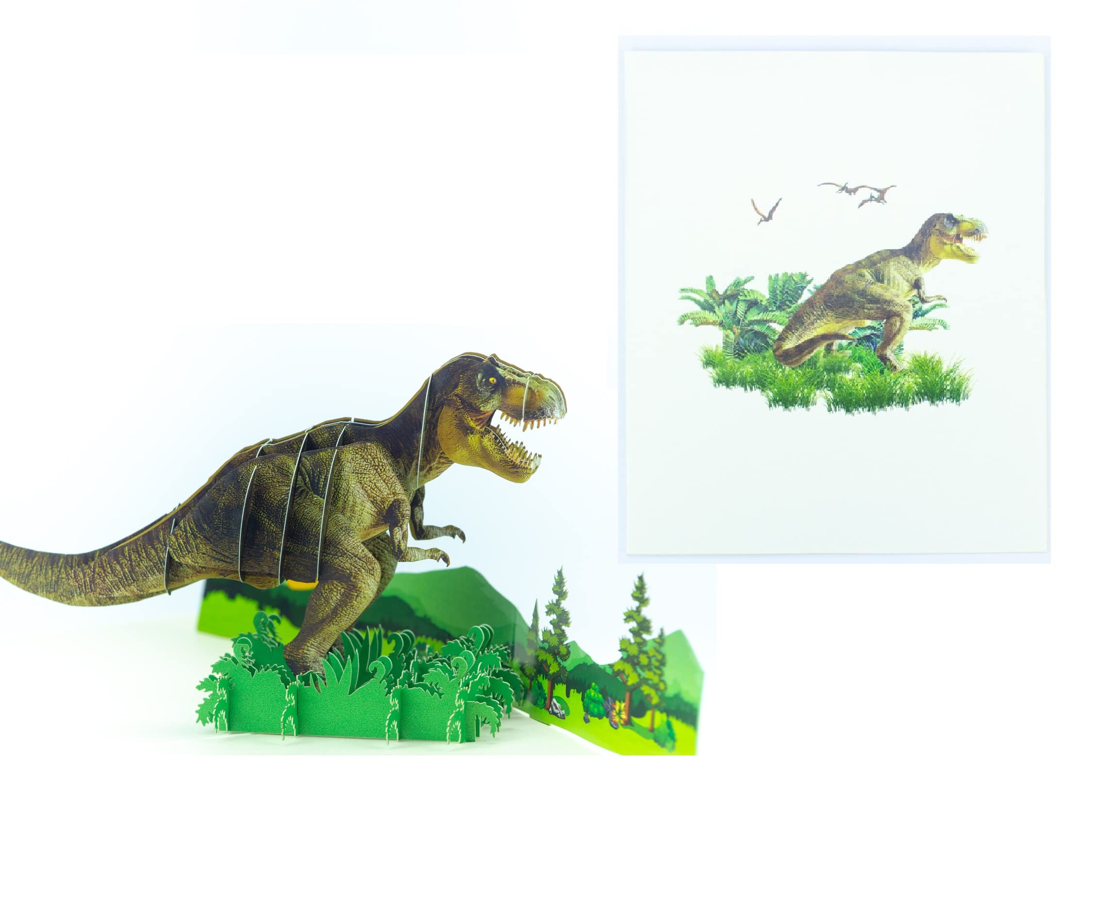ETA 3D Dinosaurier Pop Up Karte, 3D Dino Karte, Geburtstag Pop Up Karte, Natur Karte, Vatertagskarte, 3D Karte für Papa Sohn Enkelkind A10