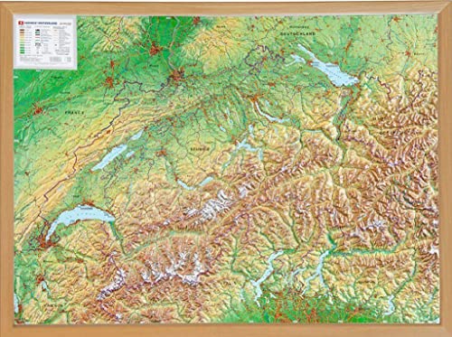 Schweiz Reliefkarte 1:500.000 mit Naturholzrahmen