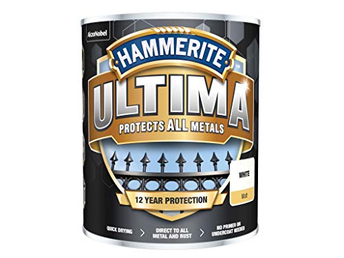 750 ml Hammerite Ultima Metallschutzlack Matt Verkehrsweiss RAL9016