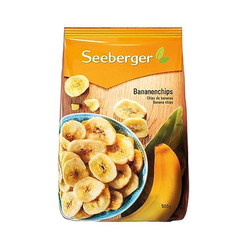 Seeberger Bananenchips 5er Pack: Frische Bananenscheiben in feinem Kokosöl zu knusprigen Chips gebacken - aufregend bananig - gesüßt - ohne Aroma, vegan (5 x 500 g)