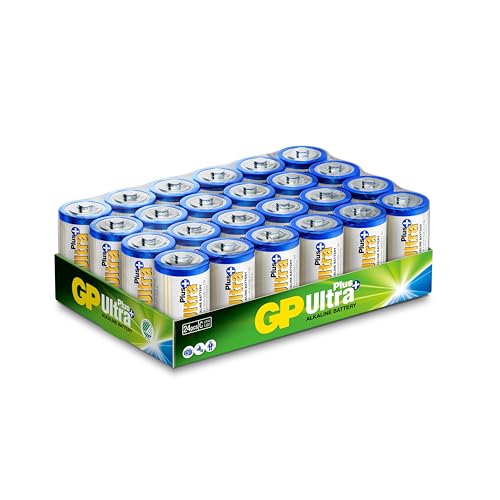 Batterien C – 24 Stück | GP Ultra Plus | halbe Alkaline-Taschenlampe 1,5 V / LR14 / Mezzator-Batterie – Lange Lebensdauer