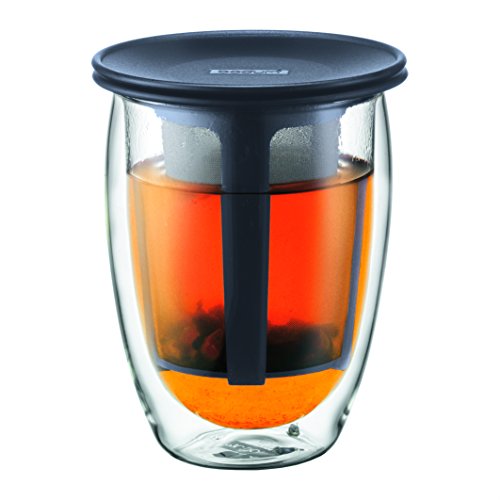 Bodum TEA FOR ONE Teeglas mit Kunststofffilter (Doppelwandig, Isoliert, 0,35 liters) schwarz