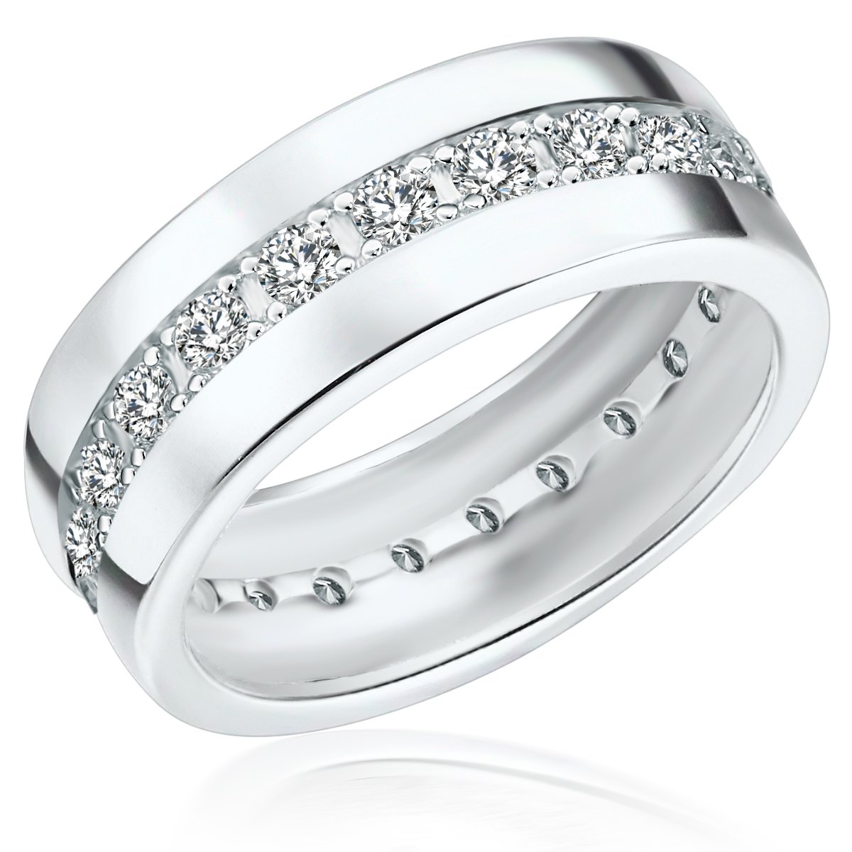 Rafaela Donata Damen-Ring 925 Sterling Silber Zirkonia weiß - Moderner Silberring in Memoire-Form mit Steinen 60800108